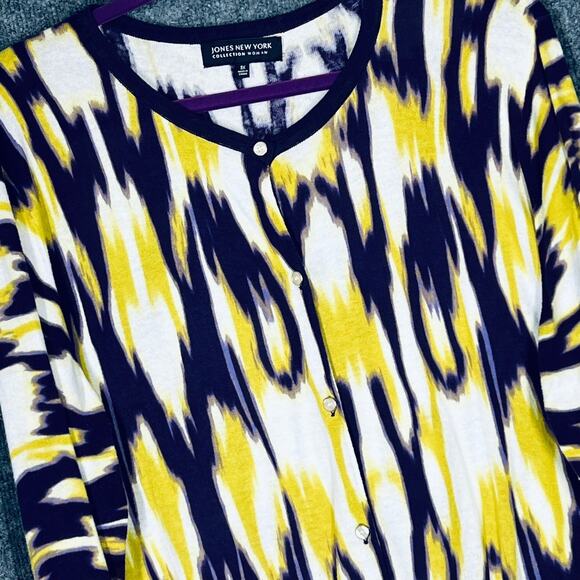 LSU Cardigan Sweater Womens 3X Purple and Gold Abstract Ikat Button Tiger - Picture 2 of 10